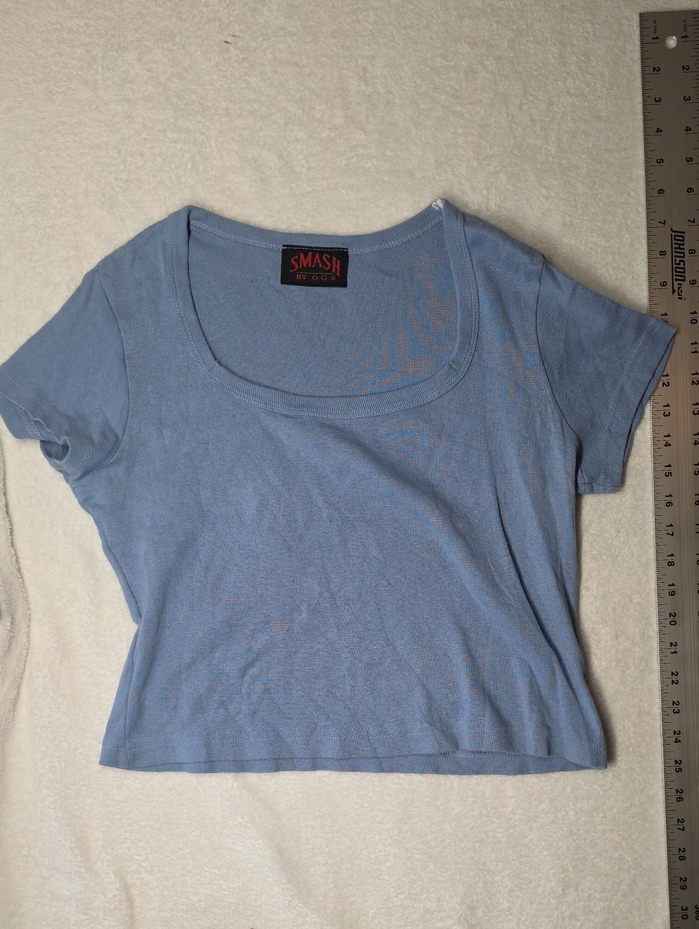Smash By Oh Light Blue Scoop Neck Crop Top